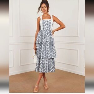 Vici embroidered tiered dress